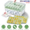 Ice Cube Tray With Lid And Bin Plastic Ice Trays Pop Ice Mold 2 Ice Cube Trays with Scoop Easy Release Stackable Dishwasher Safe Produce 56 Ice Cubes