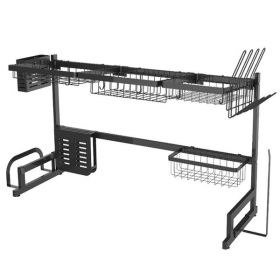 Drainer Shelf for Kitchen Drying Rack Organizer Supplies Storage(Sink Size���32 1/2 Inch, Black)