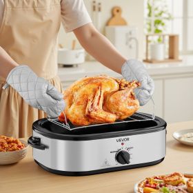 Electric Roaster Oven 14QT Electric Roasting Pan With Self-Basting Lid (Option: Silver)