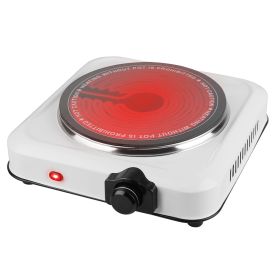 1Pc 1200W Electric Infrared Single Burner Portable Heating Hot Plate Stove Countertop RV Hotplate With 7.5in Glass Cooktop Stepless Temperature A (Color: White)