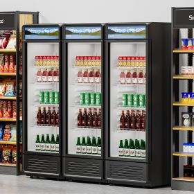 Commercial Merchandiser Refrigerator 13.3 CU.FT Glass Door Display Refrigerator (Option: Black)